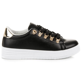 Lovery Elegantes zapatillas deportivas negras. negro amarillo