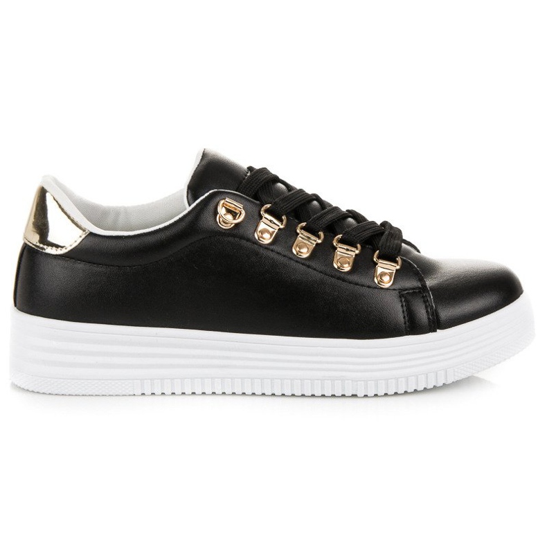 Lovery Elegantes zapatillas deportivas negras. negro amarillo