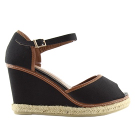 Sandalias cuña negras AF-74 negro