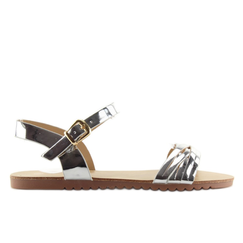 Sandalias con rayas plateadas brillantes gris Sandalias con rayas plateadas brillantes gris