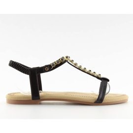 Sandalias negras con circonitas AS10875 Negro