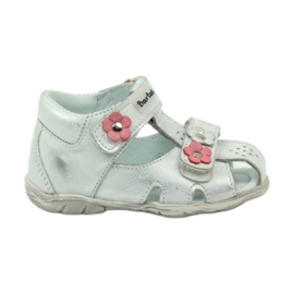 Sandalias de Bartuś para velcro con flores de plata Sandalias de Bartuś para velcro con flores de plata