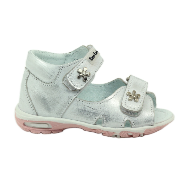 Bartuś sandalias de niña flexible para velcro plateado-metálico plata