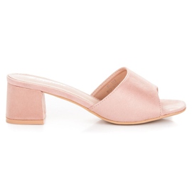 Renda Sandalias tacón ante rosa