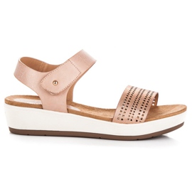 Elegantes sandalias vinceza con velcro rosa