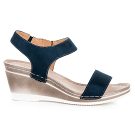 Sandalias cuña ante vinceza azul