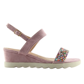 Sandalias violeta malva cuña baja púrpura