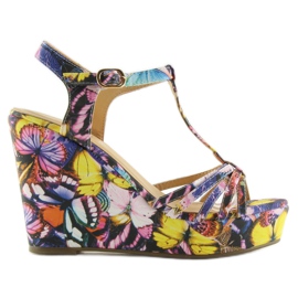 Sandalias con cuña YX-17 negras multicolor negro
