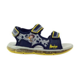 American Club Sandalias brillantes piel americana azul marino