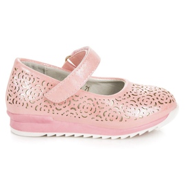 Vinceza Bailarinas de velcro rosa rosado