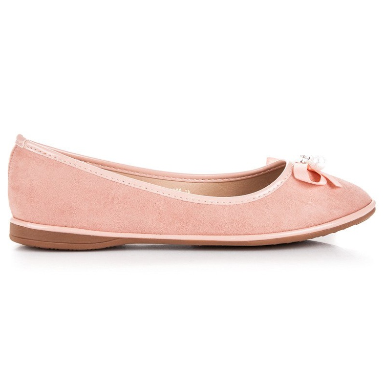 Ideal Shoes Bailarinas elegantes de ante rosado