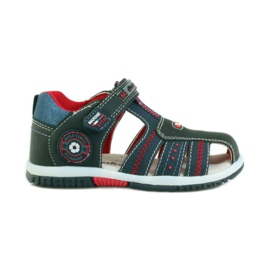 American Club Sandalias para niños con inserción de piel americana 87290 azul marino rojo