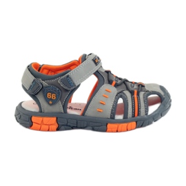 American Club Sandalias para niños con inserción de piel americana 93607 gris naranja