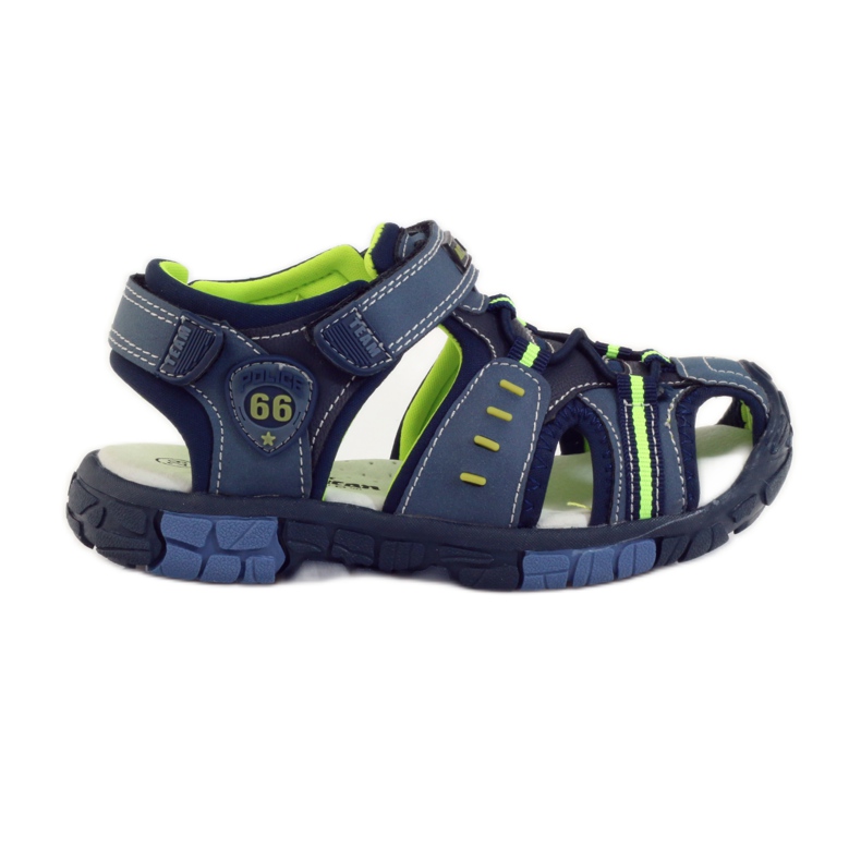American Club Sandalias para niños con inserción de piel americana 93607 azul marino verde naranja