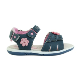 American Club Sandalias con inserción de piel americana 93606 azul marino rosado