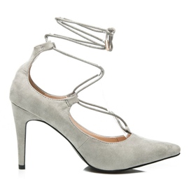 Vices Elegantes stilettos con lazo de ante gris