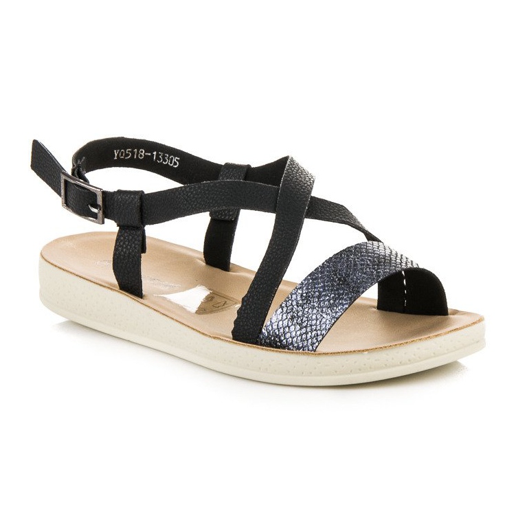 Sandalias planas con hebilla vinceza negro
