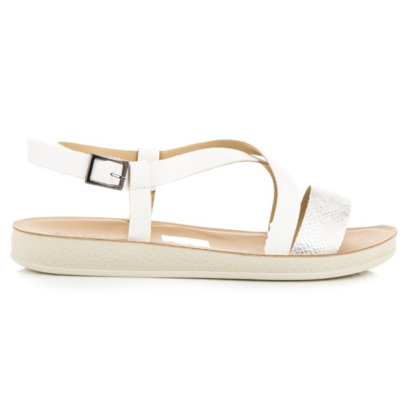 Sandalias planas con hebilla vinceza blanco