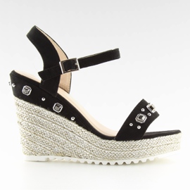 Alpargatas negras con cuña, negro TS-2730 Negro