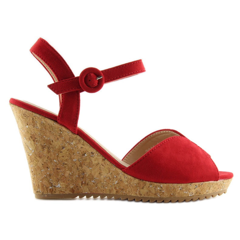 Sandalias rojas con cuña de corcho 3811 rojo