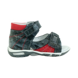 Ren But Sandalias de cuero para niños para velcro con un reflector 1407 gris