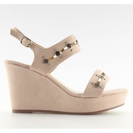 Sandalias cuña beige 1606 Beige