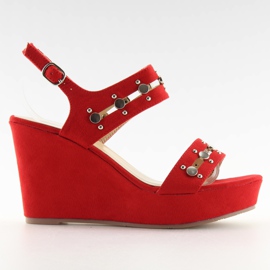 Sandalias cuña rojas 1606 Rojo