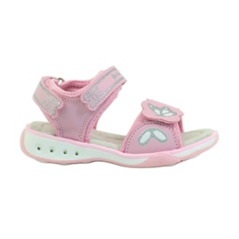 American Club Zapatos infantiles sandalias plantilla piel brillo americano rosado gris