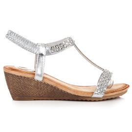 Fama Sandalias cuña elegantes gris