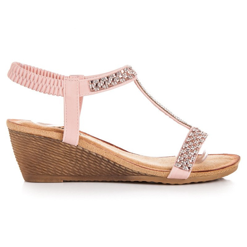 Fama Sandalias cuña elegantes rosado