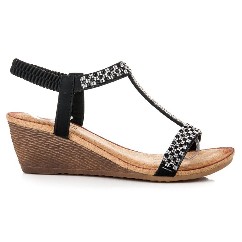 Fama Sandalias cuña elegantes negro