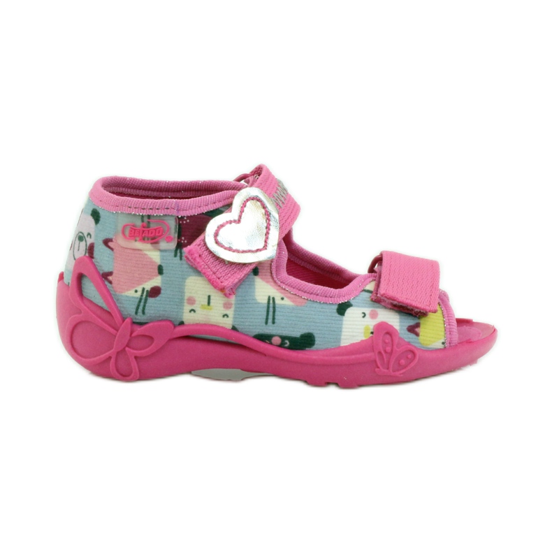 Pantuflas Sandalias Serduszko Befado 242p071 rosado gris