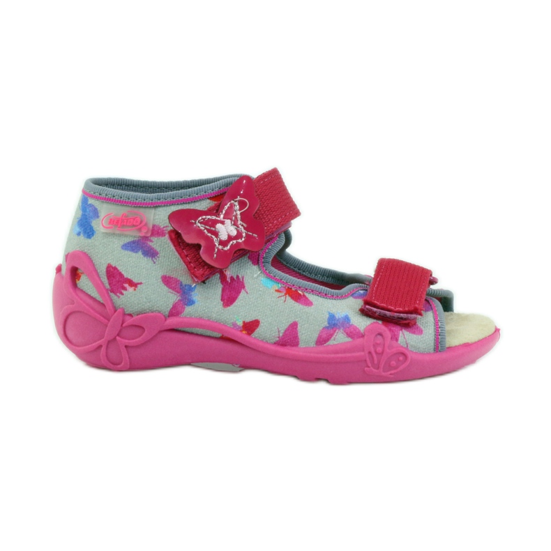 Befado 242p077 sandalias con inserto de piel rosado gris