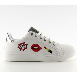 Deportivas Sweet lips FB-15 BLANCO/PLATA con parches