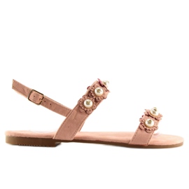 Sandalias mujer con perlas rosas 55-66 Rosa