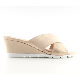 Pantuflas rosa con cuña baja rosa Y-8219 Rosa rosado