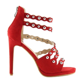 Sandalias rojas de tacón alto C-37 Rojo
