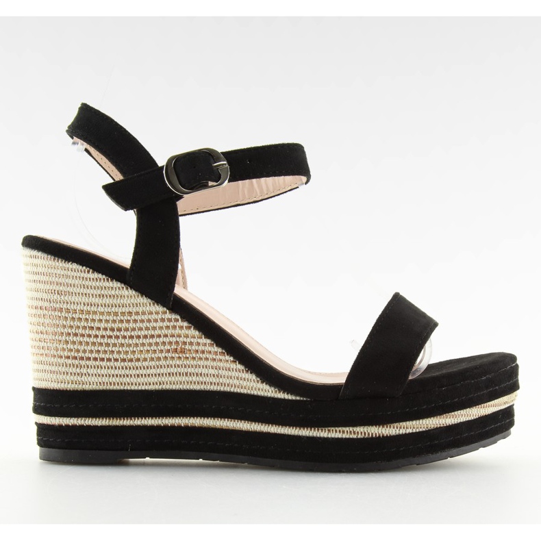 Sandalias negras con tacón de cuña 1505-2 negro