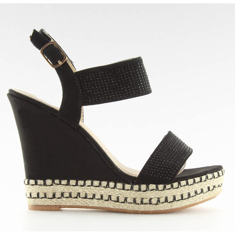 Sandalias negras con tacón de cuña 3811-7 negro