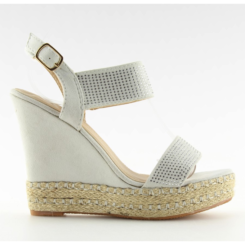 Sandalias grises con tacón de cuña 3811-7 Gris