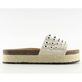 Alpargatas Slippers con tachuelas Beige S03