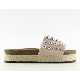 Alpargatas slippers con tachuelas rosas S03 rosa