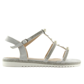 Sandalias grises con perlas RC-33 Gris Sandalias grises con perlas RC-33 Gris