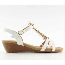 Sandalias con tacón de cuña bajo blanco HX-1 blanco