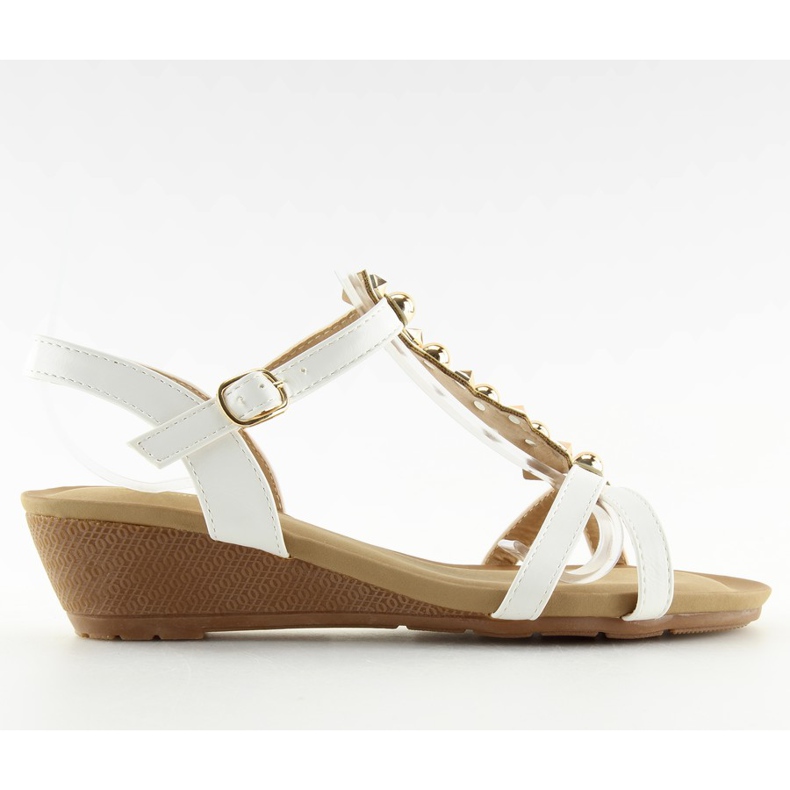 Sandalias con tacón de cuña bajo blanco HX-1 blanco