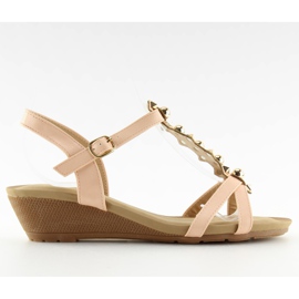 Sandalias con tacón de cuña bajo rosa HX-1 Pink rosado