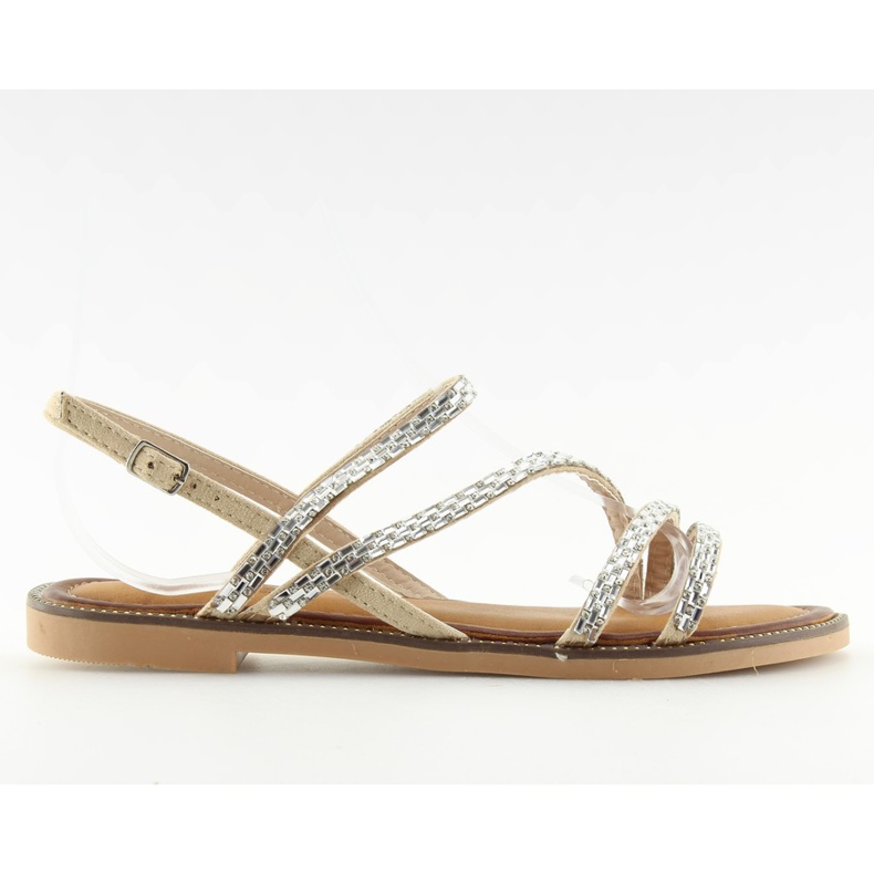 Sandalias con circonita beige FM814 albaricoque