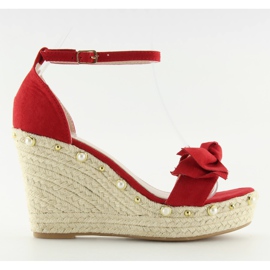 Sandalias rojas, alpargatas en cuñas rojo