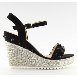 Alpargatas negras con cuña, negras TS-16 Black negro