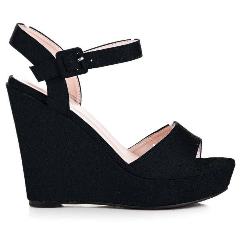 Primavera Sandalias de cuña de ante negro